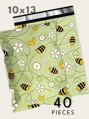 10x13 Polymailers 40 Pack Green Bee Summer Fun Shipping Bags Boutique Mailers